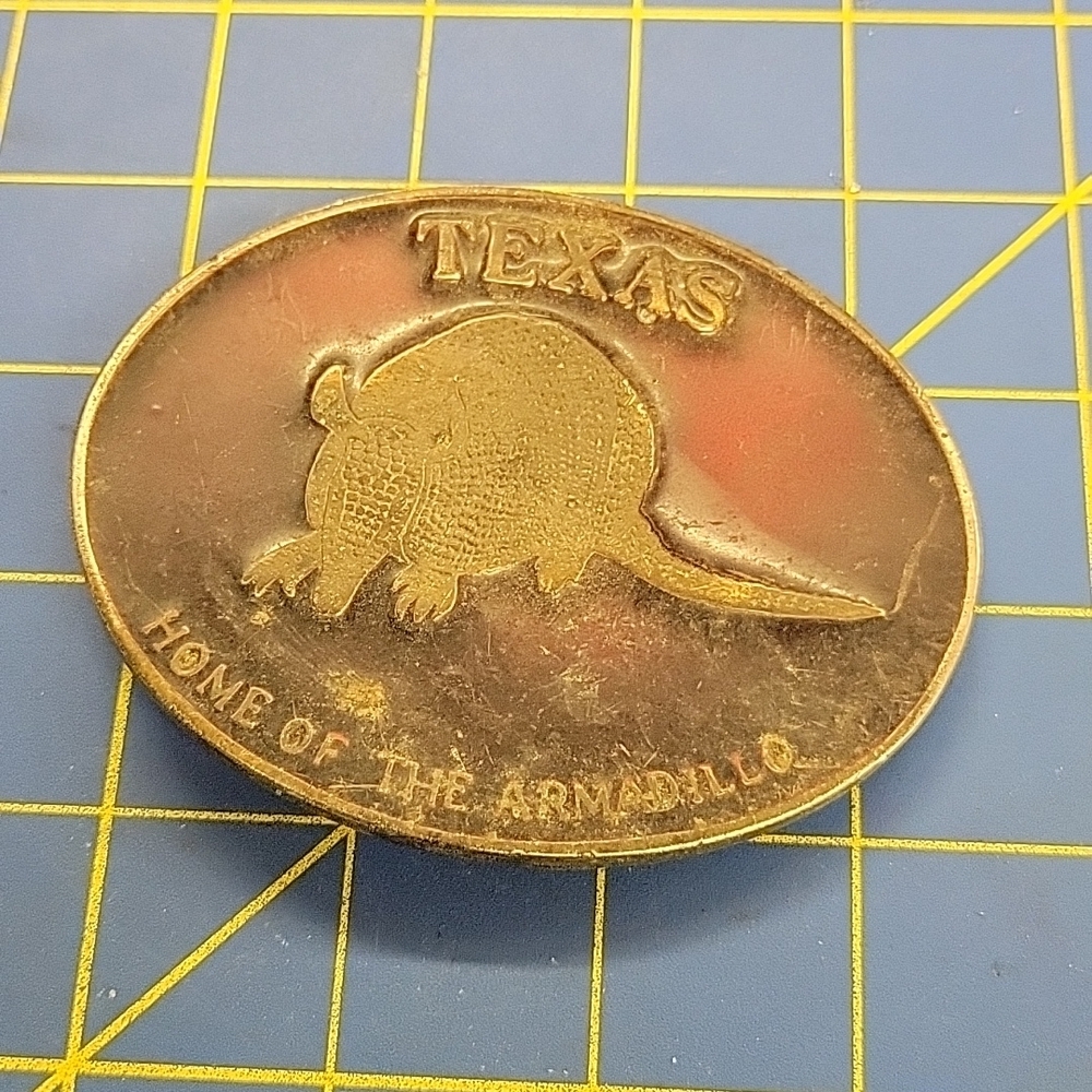 Texas Home of the Armadillo - Belt Buckle Front See photo for details